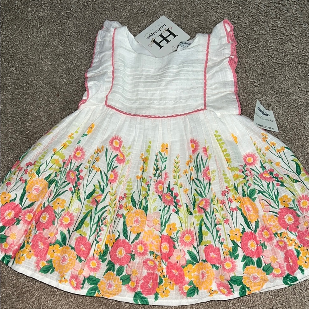 Marshalls White Dress with Pink and Yellow Floral Pattern